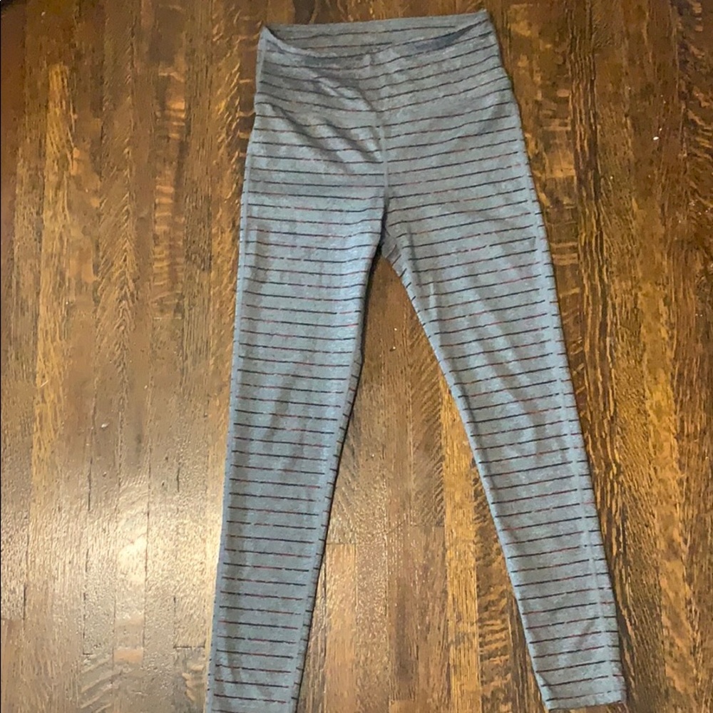 Grey Multi Colored Striped Leggings